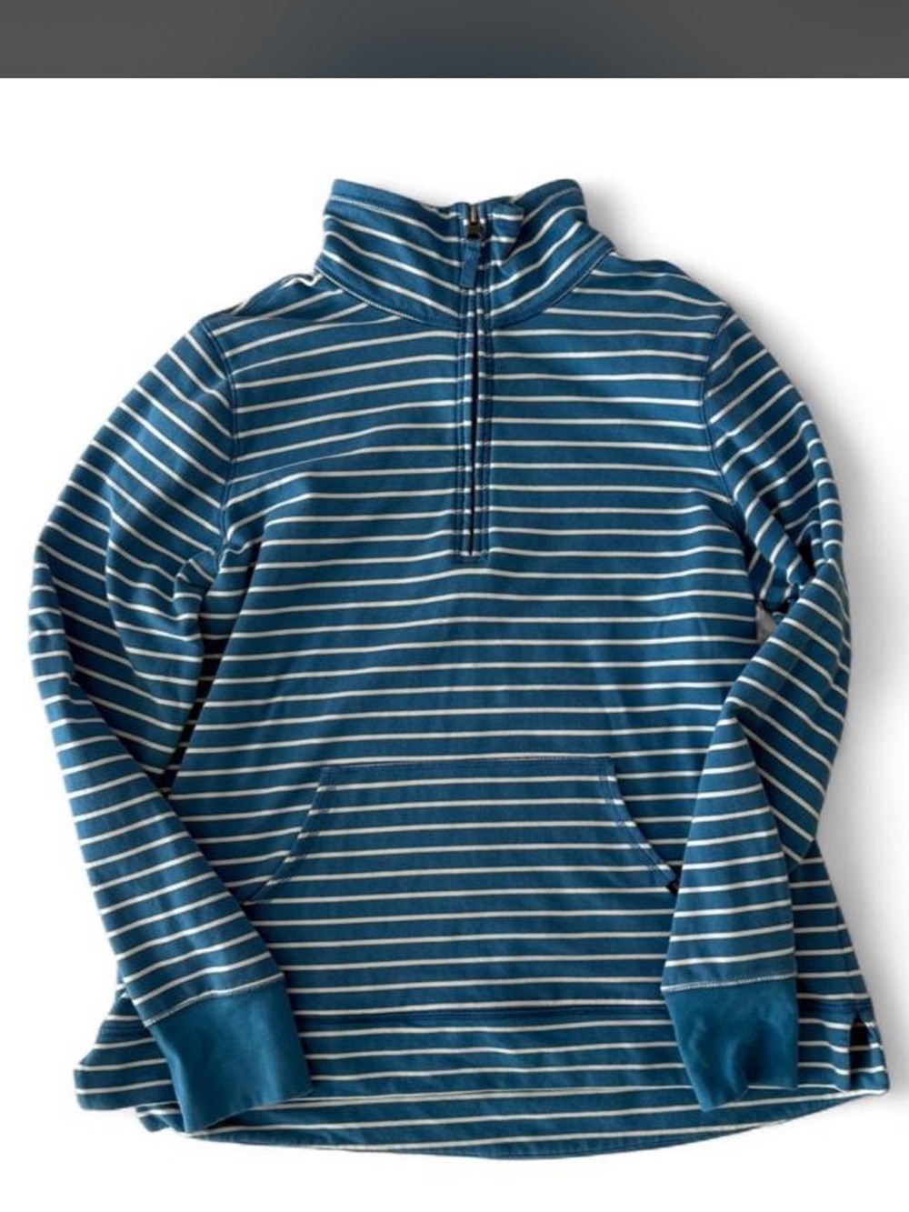Women’s LL Bean Blue Striped Half-Zip Sweater